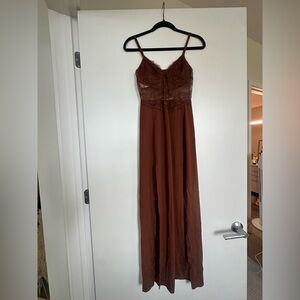 Brown Lace Maxi Dress